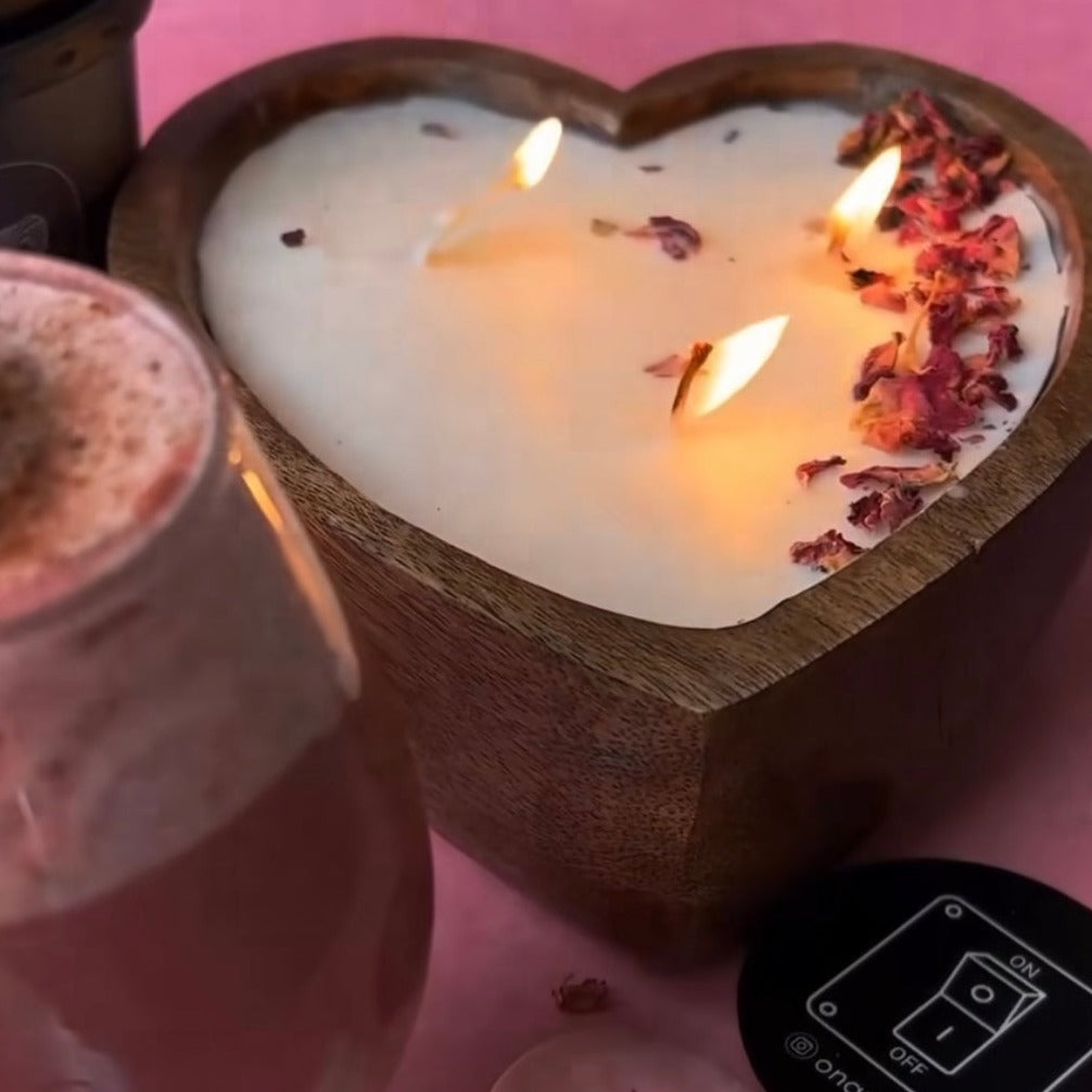 rose, scented candle, romantic