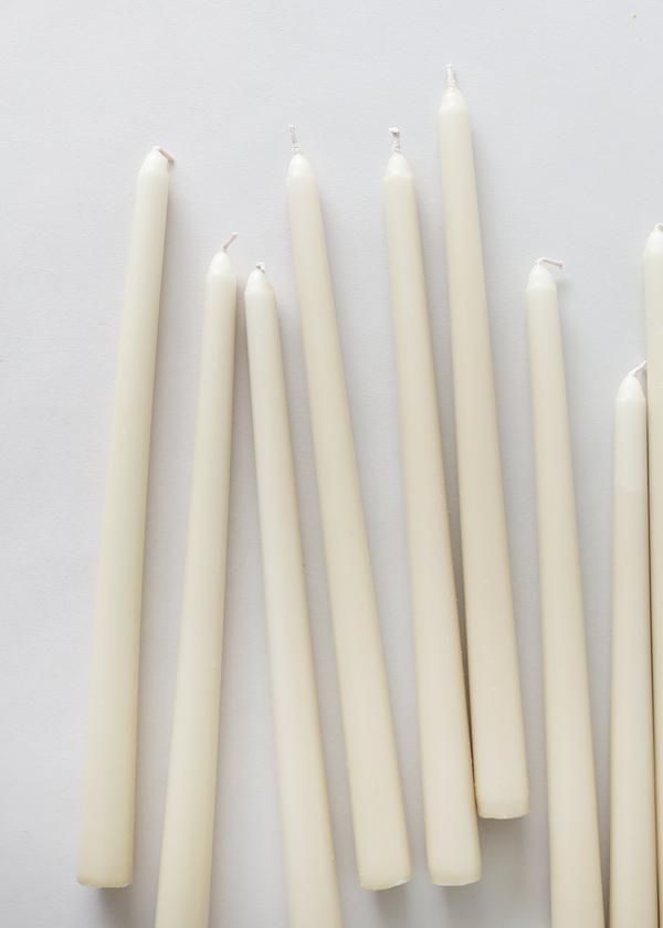 White Taper Candles: Set of 10